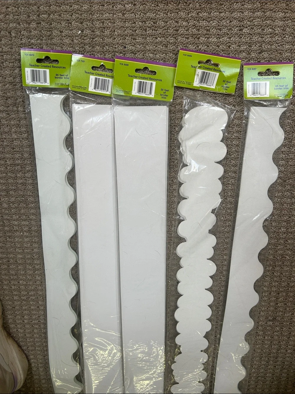 Eucalyptus & Mint Green Scalloped Wall Border 5 Packs of 35ft each